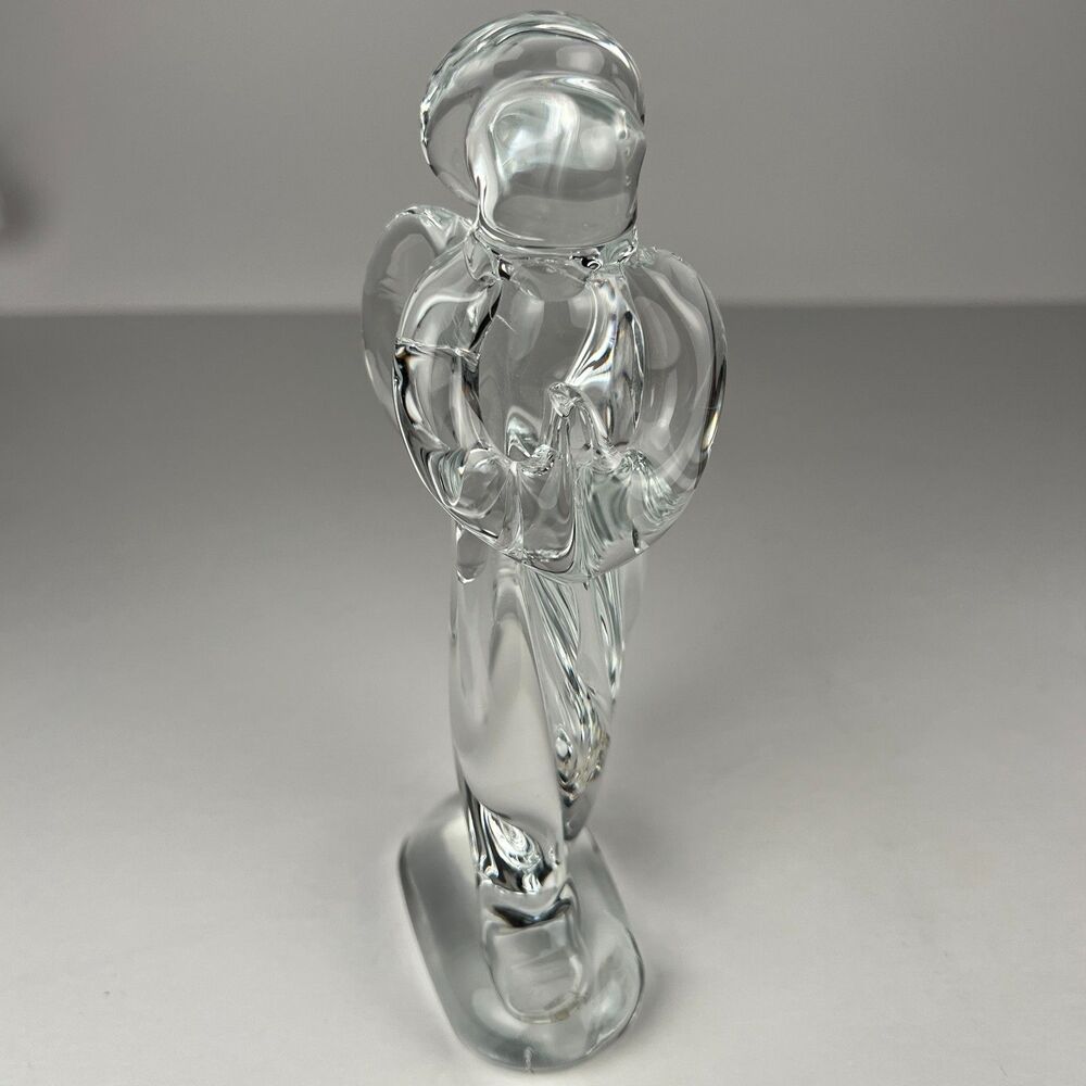 Vintage Toscany 7" Lead Crystal Angel Statue Art Deco Praying Halo Heavy Solid - Picture 3 of 9